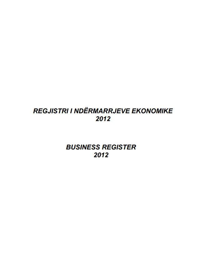 Regjistri i Ndërmarrjeve Ekonomike, 2012
