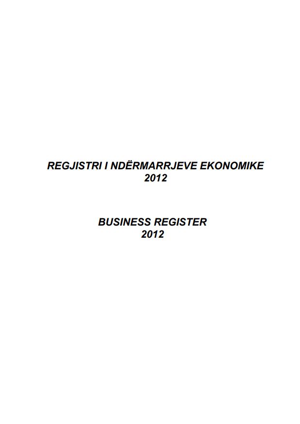 Regjistri i Ndërmarrjeve Ekonomike, 2012