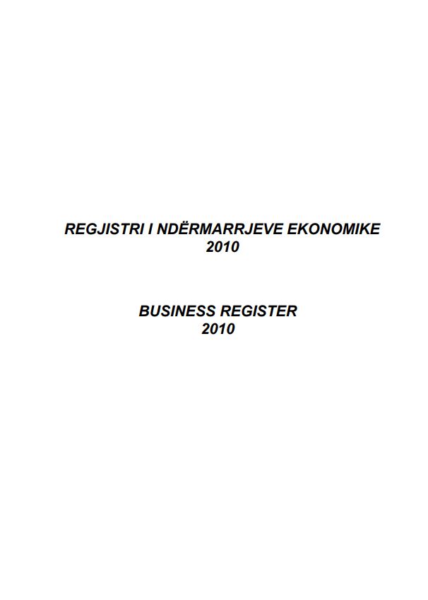 Regjistri i Ndërmarrjeve Ekonomike, 2010