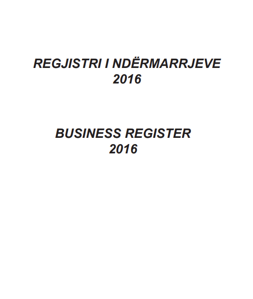 Regjistri i Ndërmarrjeve, 2016